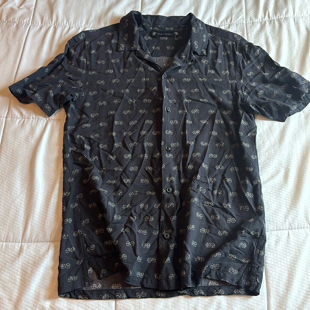 Men’s All Saints Size Small Black Button Up with Dices